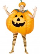 Pumpkin Costume, Adult, Inflatable with Built in Fan, Bodysuit and Hat