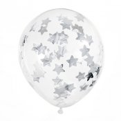 Ballonger med Stjrnkonfetti Silver - 6st