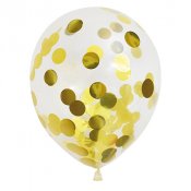 Ballonger med guld konfetti - 6st