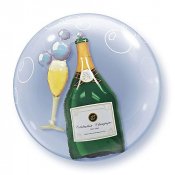 Champagne, Bubbelballong med uppblst champagneflaska - 60cm