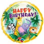 Djungelvnner Happy Birthday Folieballong - 46cm
