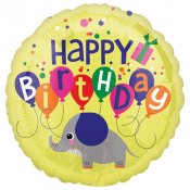 Elefant Happy Birthday Folieballong - 43cm