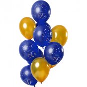 Ballonger 50 r, Bl/Guld  - 12st, 30cm
